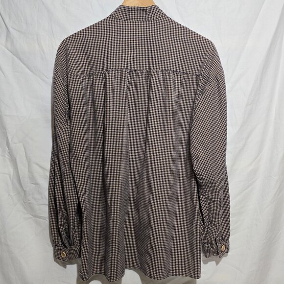 Vtg Alice's Cottage Made in USA Men's Prairie Shirt  - Blue Beige Plaid - Sz M* - Picture 4 of 4